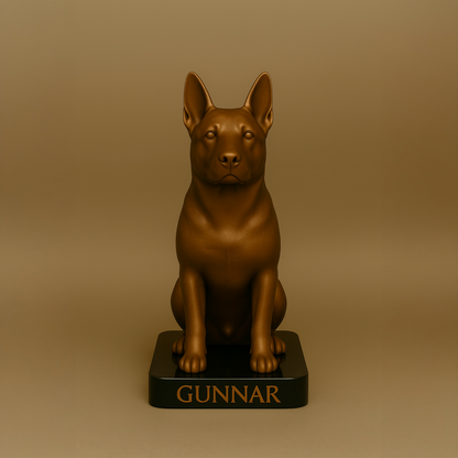 Custom 3D-Printed Dog Figurine – Bronze with Black Base